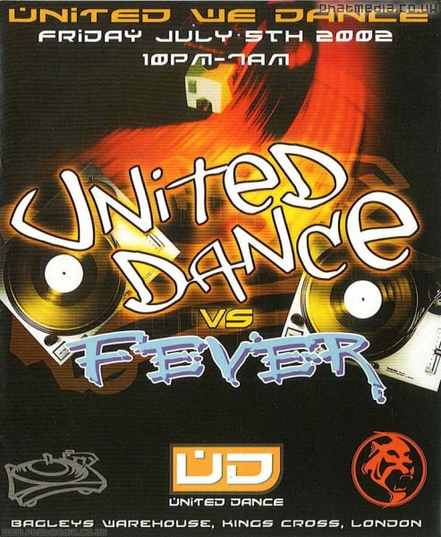 File:2002-07-05 - United Dance Vs. Fever, Bagleys, London, flyer front.jpg
