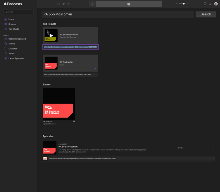 File:Apple Podcasts userscript - Search results page.png